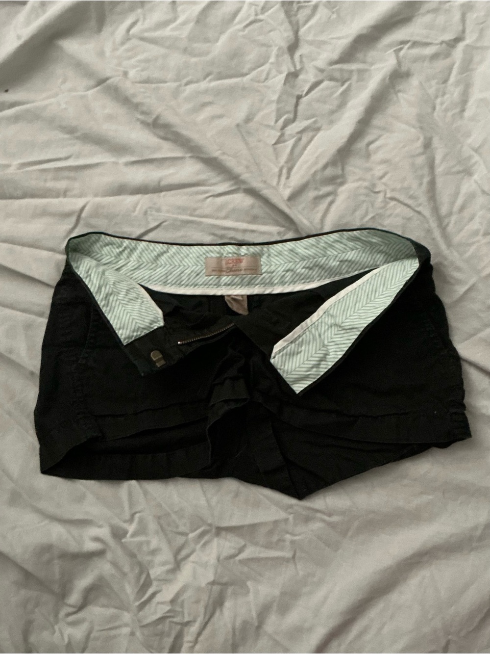 J. Crew Black High-Waist Shorts with Mint Lining